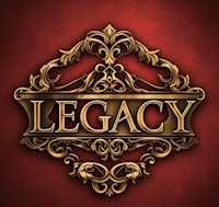 the logo for legacy on a red background