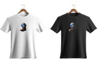 two t - shirts with the earth on them