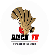 the logo for black tv connecting the world