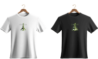 two t - shirts with the eiffel tower on them
